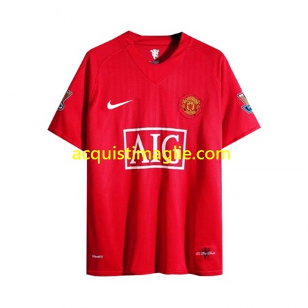 Divisa di Calcio Manchester United 2007 Retro Prima Manica Lunga